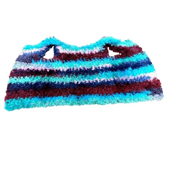 CCC Handmade Fluffy Striped Vest Soft Furry Texture Cozy Sleeveless Unique Color - Picture 6 of 6